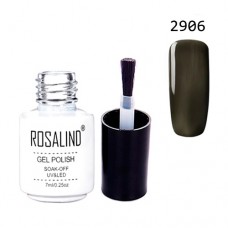 Гель-лак для нігтів манікюру 7мл Rosalind, шеллак, 2906 темно-сірий