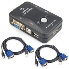 KVM перемикач VGA USB на 2 ПК + 2 кабелі