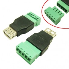 Перехідник USB 2.0 Type-A гніздо роз'єм мама - клемники 5pin