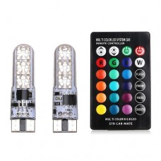 Лампа в авто LED T10 W5W 2шт з пультом ДК 6 SMD 5050 16 кольорів