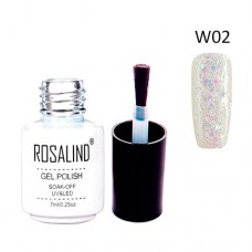 Гель-лак для нігтів манікюру 7мл Rosalind, гліттер, W02 морозний іній