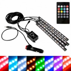 Підсвічування салону в авто в прикурювач з пультом 12 в LED RGB