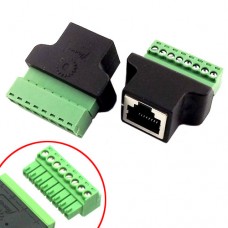 Перехідник RJ45 8P8C кручена пара роз'єм мама - клемники 8pin