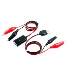 Перехідник USB тато+мама - затискачі крокодили для USB тестера
