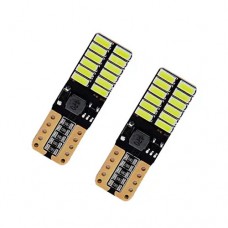 Лампа в авто LED T10 W5W 2шт 24 SMD 4014 з обманкою Canbus білий